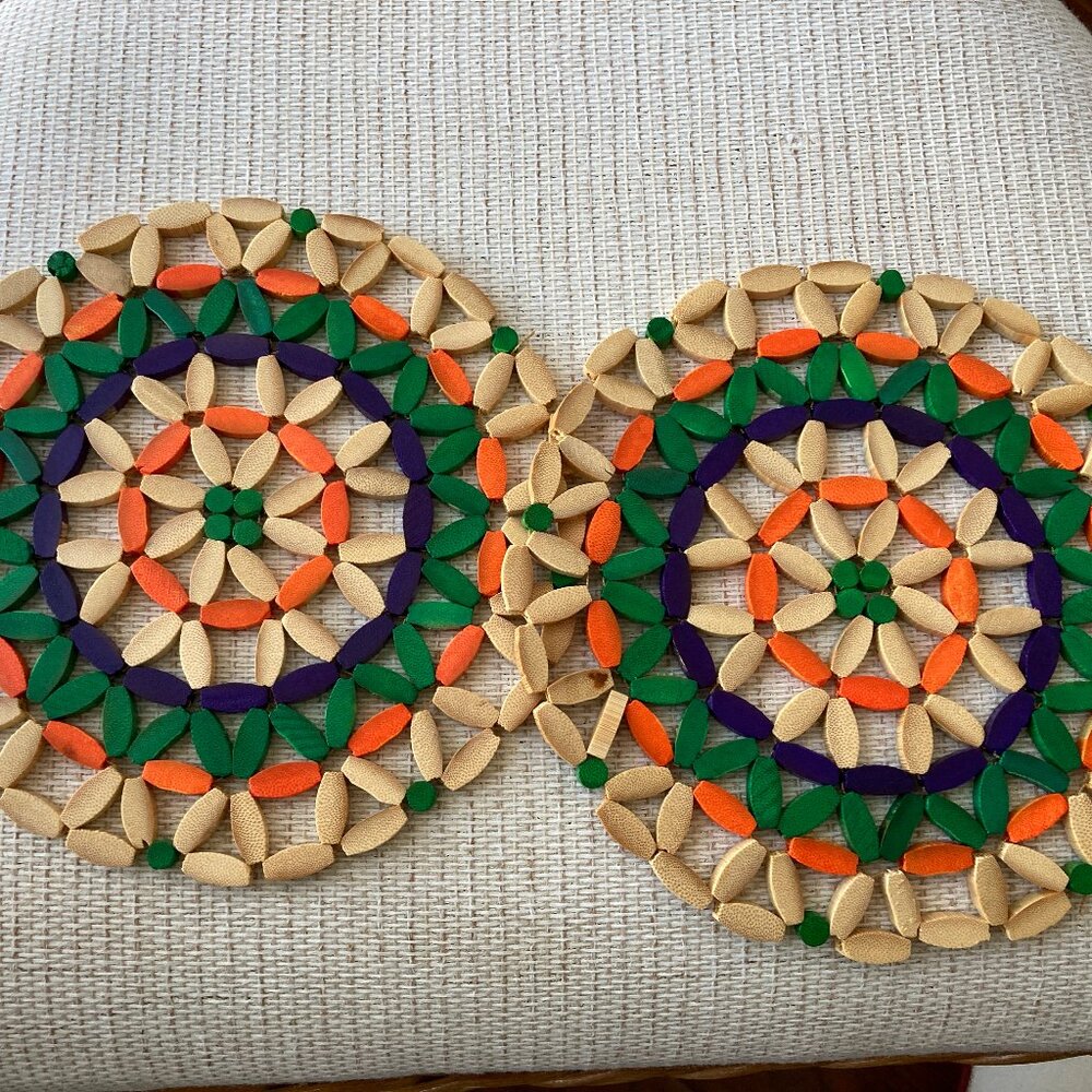 Set of Two Wooden Trivet Hot Plates